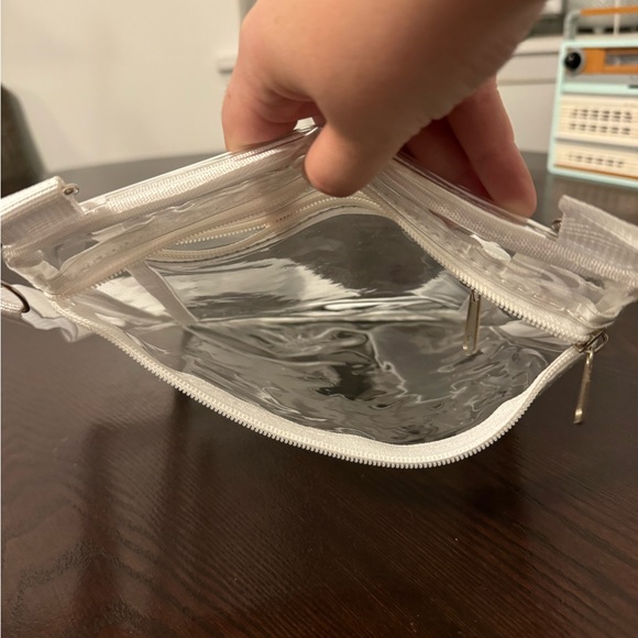 Clear Crossbody Bag with Zipper Inside Pocket Stadium Approved Transparent White - Picture 6 of 15